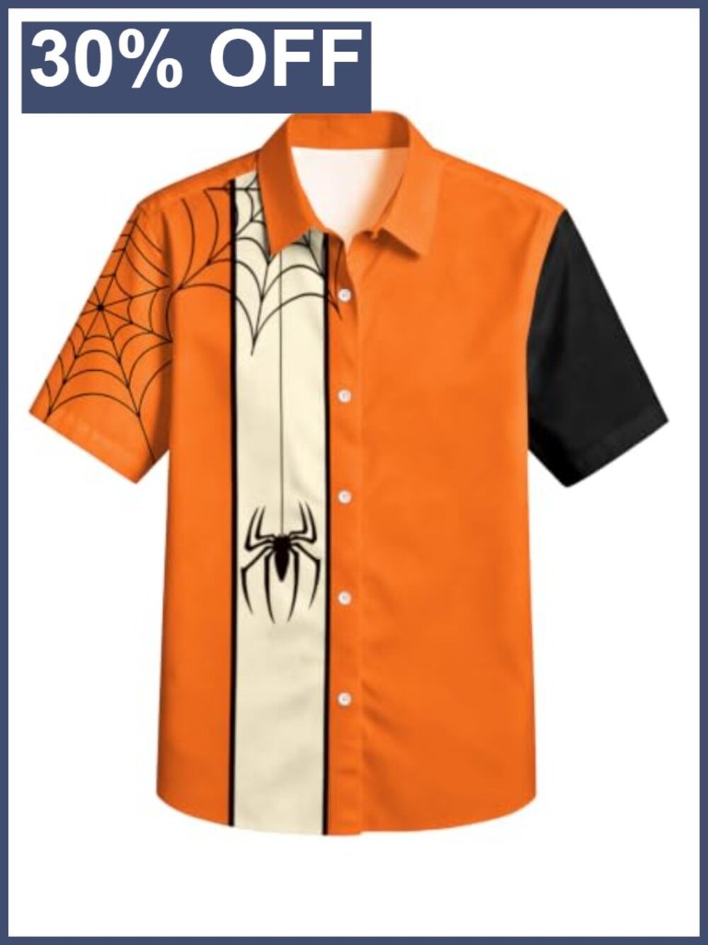 Kids Halloween Button Down Shirt Short Sleeve Pumpkin Ghost Tee